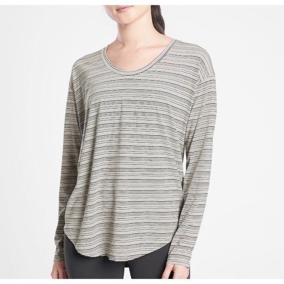 Athleta Cloudlight Stratus Striped Long Sleeve Top Size Small - Picture 3 of 9